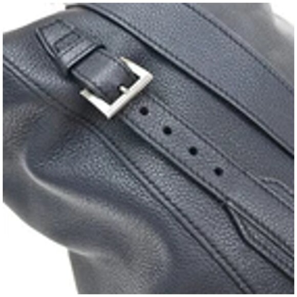 PRADA Logo Backpack Bag Vitello Daino Leather Navy Blue Silver Italy 667RF606 - Picture 15 of 15